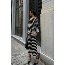 Moda Kumsal Candy Çizgili Straight Fit Pantolon Takım 9705-015