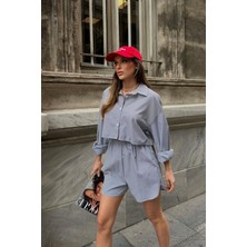 Moda Kumsal Volerie Çizgili Şortlu Takım 9342-17