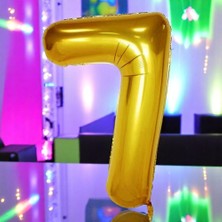 Gold 7 Rakam Folyo Balon Uçan Balona Helyum Gazına Uygun Yüksek Kalite 1 Metre Gold 7 Rakam Balon