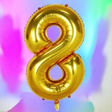 Gold 8 Rakam Folyo Balon Uçan Balona Helyum Gazına Uygun Yüksek Kalite 1 Metre Gold 8 Rakam Balon