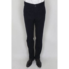 Toricelli Fistan Store Erkek Lacivert Rahat Kalıp Yandan Cepli Boru Paça Büyük Beden Kışlık Keten Pantolon