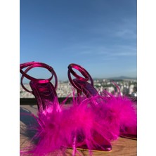 Fuşya Tüylü Topuklu Ayakkabı – Bride To Be |last Rodeo Konsept|parti Topuklu Ayakkabı – Premium Seri