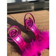 Fuşya Tüylü Topuklu Ayakkabı – Bride To Be |last Rodeo Konsept|parti Topuklu Ayakkabı – Premium Seri