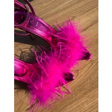 Fuşya Tüylü Topuklu Ayakkabı – Bride To Be |last Rodeo Konsept|parti Topuklu Ayakkabı – Premium Seri