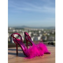 Fuşya Tüylü Topuklu Ayakkabı – Bride To Be |last Rodeo Konsept|parti Topuklu Ayakkabı – Premium Seri
