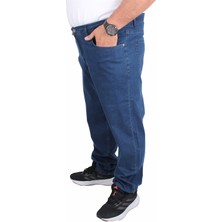 Moc Grande Mocgrande Büyük Beden Kot Pantolon Power Lycra Comero 11914 Erkek Rahat Kalıp Mavi Pamuk-Elastan