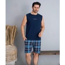 Pijamoni Erkek Bisiklet Yaka Kolsuz Şortlu Pijama Takımı 6185/2 - 1 Adet
