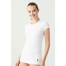 U.S. Polo Assn. Kadın Beyaz Kısa Kollu Yuvarlak Yaka T-Shirt 66002