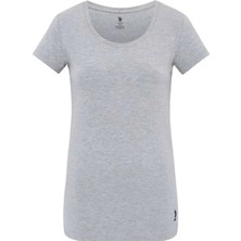 U.S. Polo Assn. Kadın Gri Melanj Derin Yuvarlak Yaka T-Shirt 66003