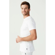 U.s. Polo Assn. - Erkek Beyaz 2 Li Yuvarlak Yaka T-Shirt 90002