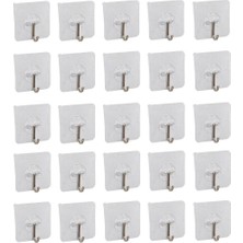 25 Adet Kendinden Yapışkanlı Şeffaf Askı Metal Kancalı Askılık
