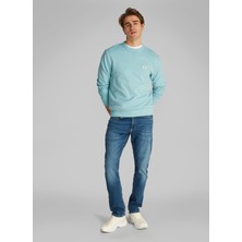 Calvin Klein Jeans Açık Mint Erkek Sweatshırt J30J327115MR5 Woven Label Crew Neck