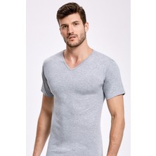 Gri V Yaka Kollu Erkek Atlet   3 Adet