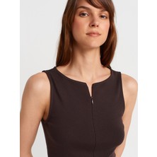 31764 Fermuar Detaylı Top-Koyu Kahve