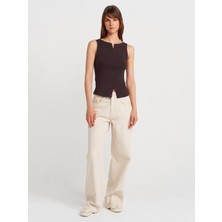 31764 Fermuar Detaylı Top-Koyu Kahve