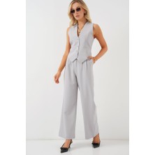 Passense 6709 Yelek Pantolon Ikili Takım - Gri