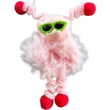 Caş Dekorasyon Pembe Renk Canavar Figürlü Gözlüklü Peluş Simit Toka