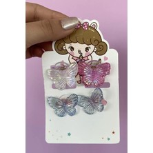 Caş Dekorasyon Karışık Renk Kelebekli Mandal Toka ve Lastik Toka Set