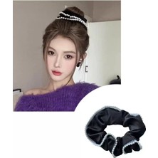 Caş Dekorasyon Siyah Renk Incili Simit Toka