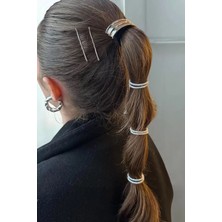 Caş Dekorasyon Gümüş Renk Metal Lastik Toka ve Tel Toka Set
