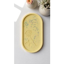 Gül Çizimli El Yapımı Dekoratif Tabak – Özel Tasarım (23 x 13 Cm)