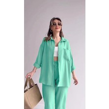 Pantolon Gömlek Keten Günlük Ikili Takım Elbise