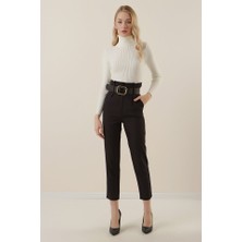 Melenza 6556 Kemerli Kumaş Pantolon - Siyah