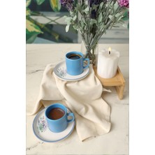 Keramika Elegant Blossoms Mavi Kahve Takımı 4 Parça 2 Kişilik 21789