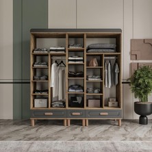 Arel 5 Kapaklı Mdf Çekmeceli Gardırop