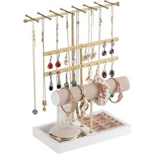 Caş Dekorasyon Altın Renk Üç Katlı Saat Bileklik Takı Standı