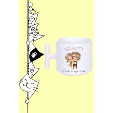 Sonsuzluk Carl And Ellie Çizgi Karakter Tasarım Baskılı Beyaz T Sap Kupa Bardak