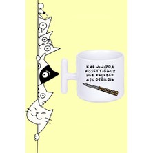 Karnınızda Hissettiğiniz Her Kelebek Aşk Değildir Tasarım Baskılı Beyaz T Sap Kupa Bardak