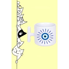 Güneş Ra Göz Nazar Boncuk Tasarım Baskılı Beyaz T Sap Kupa Bardak