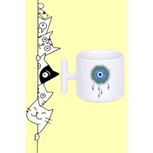 Renkli Tüy Dreamcatcher Düş Kapanı Tasarım Baskılı Beyaz T Sap Kupa Bardak