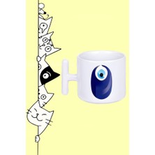 I Harf Nazar Boncuğu Tasarım Baskılı Beyaz T Sap Kupa Bardak