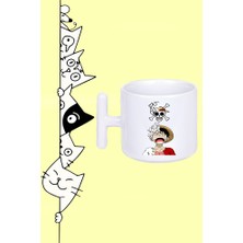 Anime One Piece Karakter Tasarım Baskılı Beyaz T Sap Kupa Bardak