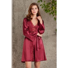 Pierre Cardin 4lü Gecelik Çeyiz Takım Bordo