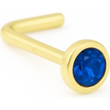 Yuvarlak Laciverti Taşlı Altın Hızma