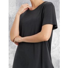lessisor.co Bisiklet Yaka Siyah Basic Tshirt