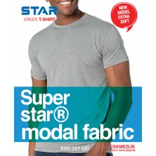 Star Erkek Gri Modal Sıfır Yaka Kısakol T-Shirt