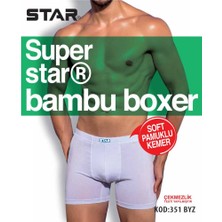 Star Erkek Beyaz Organik Bambu Pamuklu Kemer Boxer