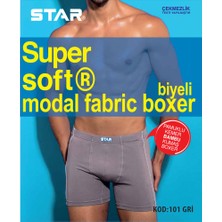 Star Erkek Gri Modal Pamuklu Kemer Biyeli Boxer