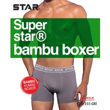 Star Erkek Gri  Organik Bambu Beli Kemerli Boxer