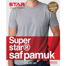 Star Erkek Gri   Saf Pamuk Sıfır Yaka Kısakol T-Shirt ( Fanila )