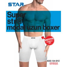 Star Erkek Beyaz Modal Beli Kemerli Uzun Boxer