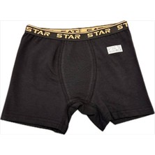 Star 3lü Siyah Erkek Çocuk Beli Kemerli Lycralı Boxer