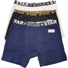 Star 3lü Asorti Erkek Çocuk Beli Kemerli Lycralı Boxer