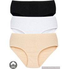 Star Kadın 3 Lü Asorti Saf Pamuk Çizgili Bato Külot