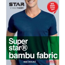 Star 3 Lü Erkek Organik Bambu Kısakol V Yaka Basic T-Shirt