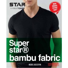 Star 3 Lü Erkek Organik Bambu Kısakol V Yaka Basic T-Shirt